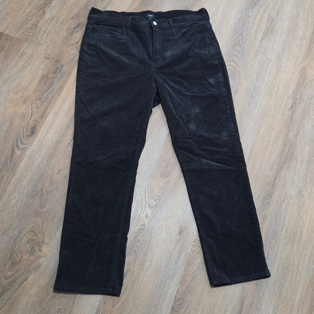 J.Crew Womens Black Corduroy Straight Leg Pants Size 33 Solid Casual